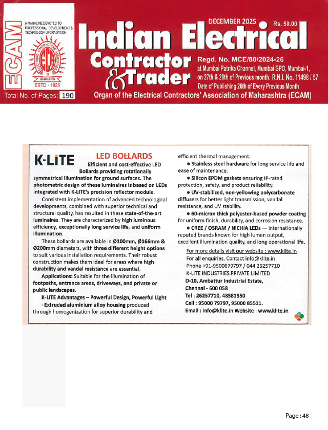 Indian Electrical Contractor & Trader - November - 2025